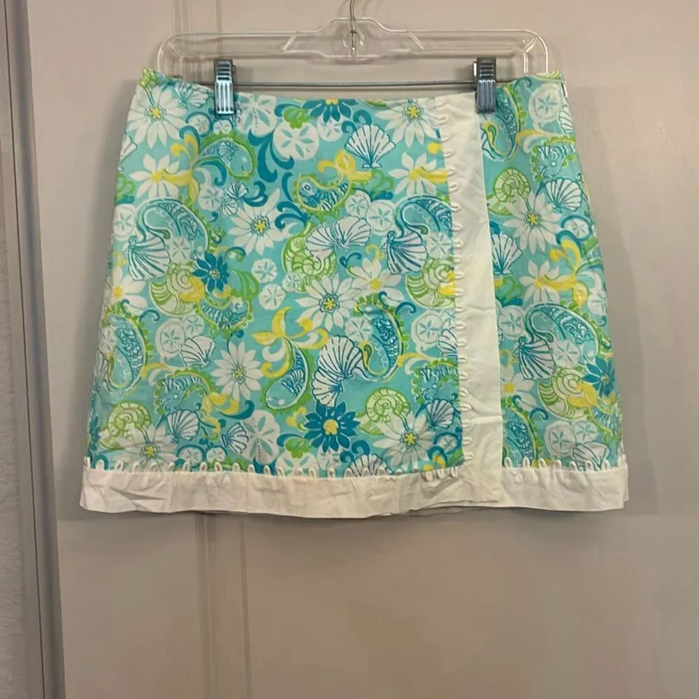 Lilly Pulitzer Pansy Skort lagoon Green wave rider women’s size 6